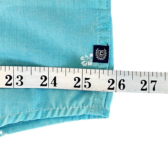 Chaps Easy Care Mens XL Blue Short-Sleeve Button-Up Shirt White Floral Pattern - Picture 12 of 15